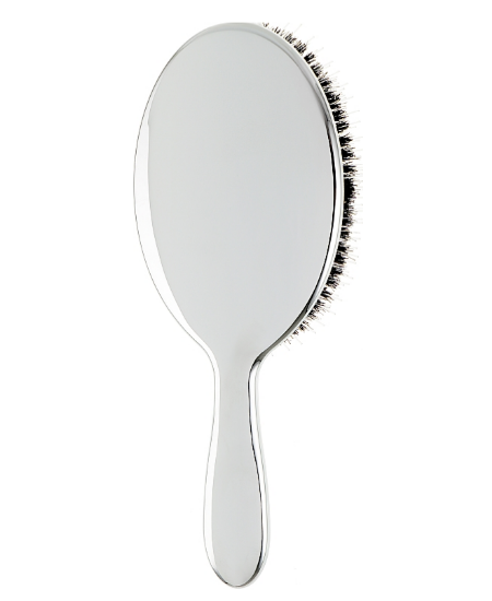 Щітка для волосся з натуральним ворсом JANEKE CHROMIUM HAIR BRUSH CRSP21M M срібло з чорним 13013 фото